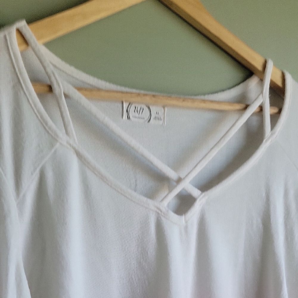 Maurices Boho Chic White and Pink Gradient Obre Long Sleeve Y2K Lounge Size M - Picture 4 of 5